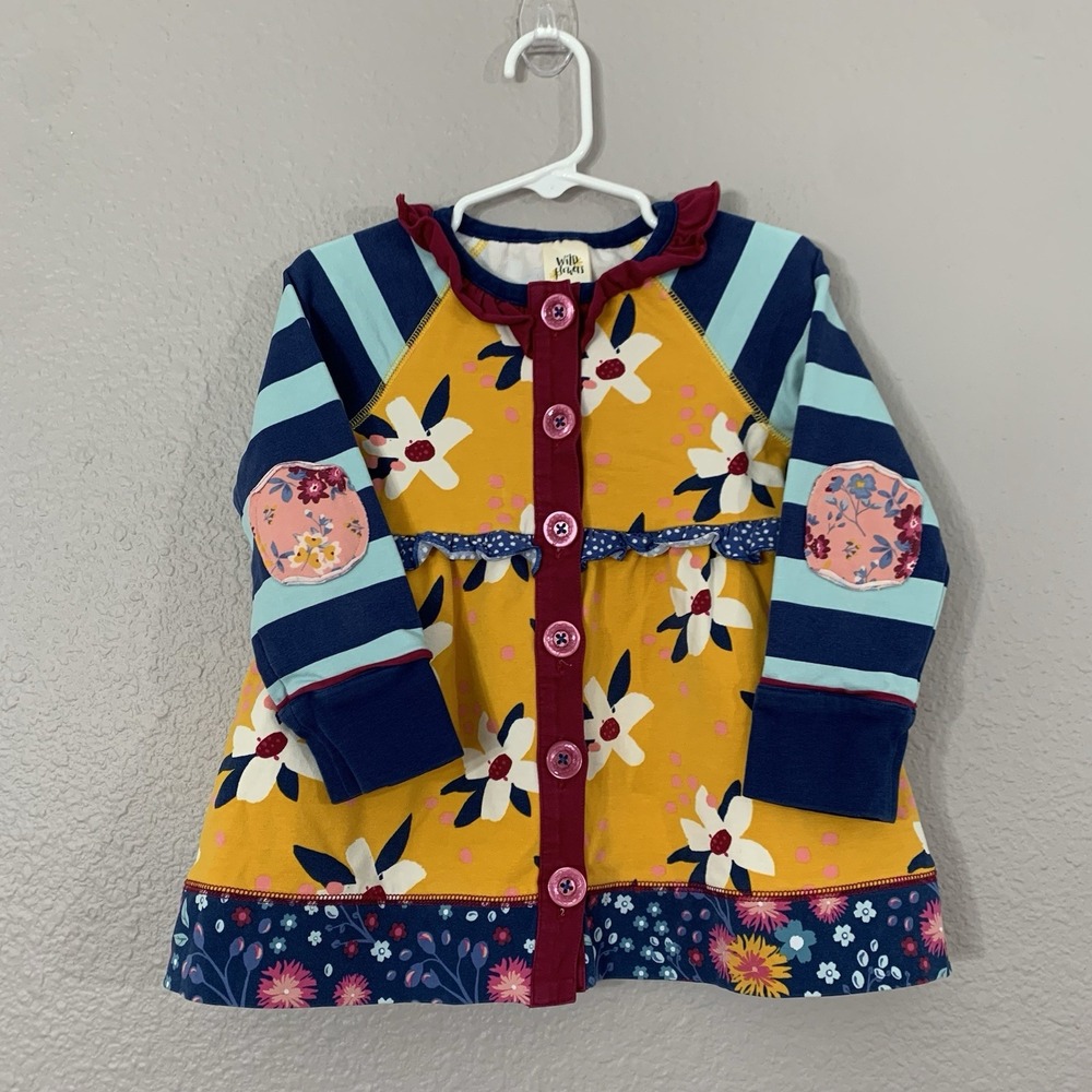 Wild Flowers Girls Size 4 Cardigan Sweater Dress‎ Blue Wildflowers Boutique EUC
